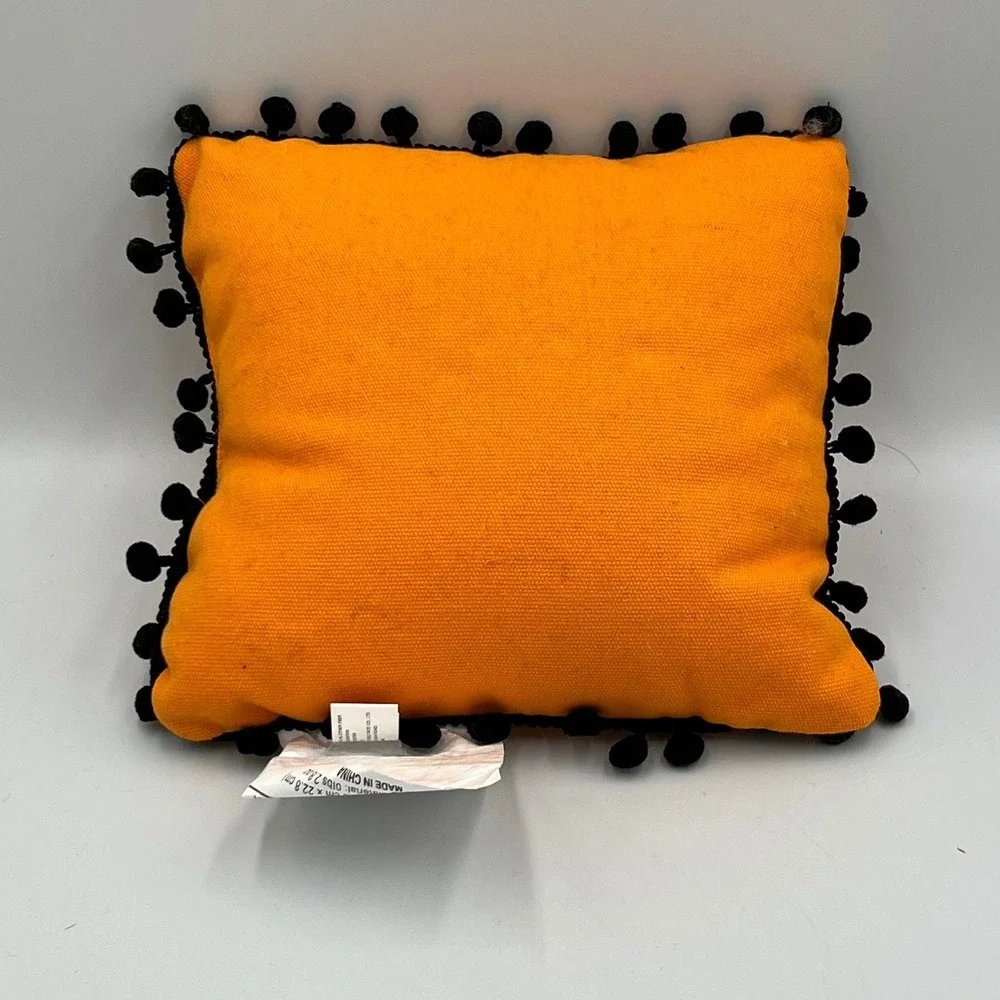 Double Nice Co Halloween Decorative Pillow Set 3pc OS Orange Black Brand New Pom